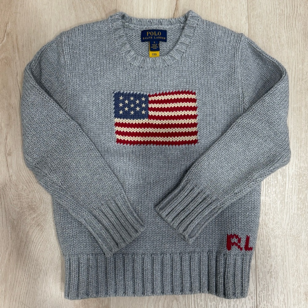 Kids Polo by Ralph Lauren American Flag Crewneck Iconic Sweater